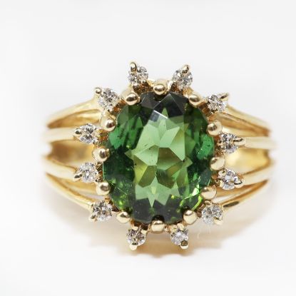 Picture of 14k Yellow Gold Tourmaline and Diamond Ring