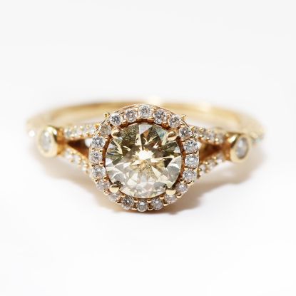 Picture of 14k Yellow Gold Bezel Set Diamond Ring