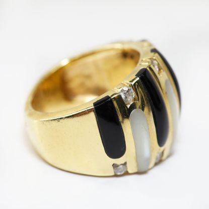 Picture of 14k Yellow Gold Onyx, Mother of Pearl and Diamond Ring