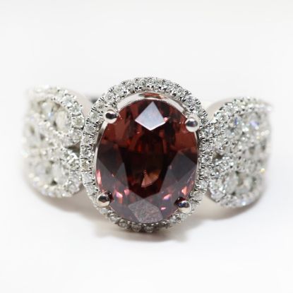 Picture of 14k White Gold Zircon and Diamond Ring