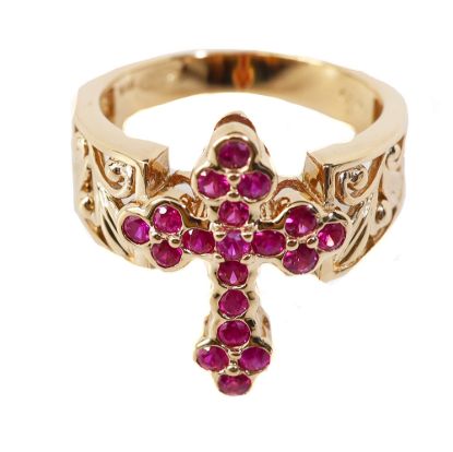 Picture of 14k Rose Gold Bezel Set Ruby Ring