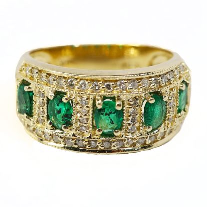 Picture of 14k Yellow Gold Emerald and Diamond Ring