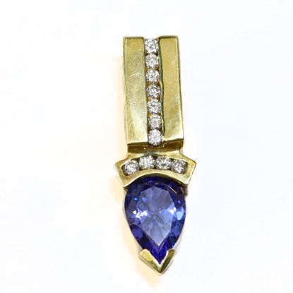Picture of 14k Yellow Gold Tanzanite and Diamond Pendant 