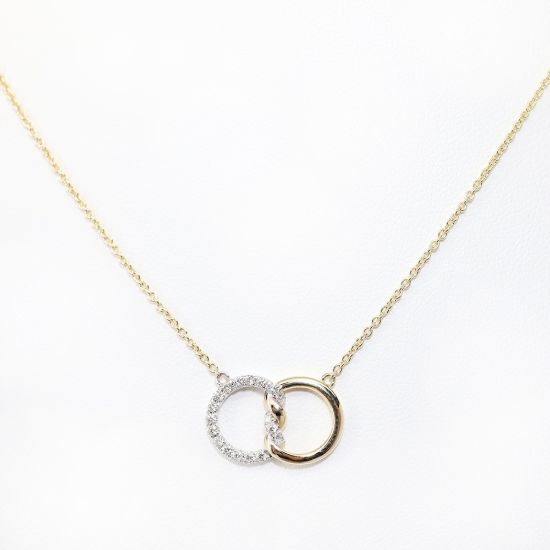Picture of 14k Two-Tone Gold & Diamond Intertwined Circles Necklace