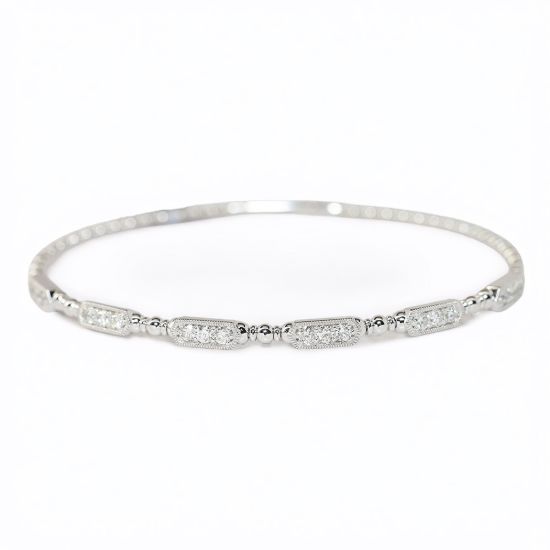 Picture of 14k White Gold & Diamond Station Bangle 
