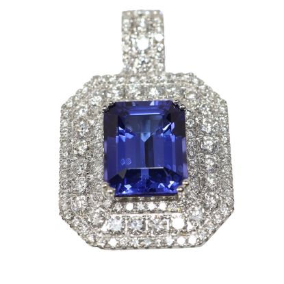Picture of 14k White Gold Tanzanite and Diamond Pendant 