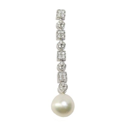 Picture of 18k White Gold South Sea Cultured Pearl and Diamonds Pendant
