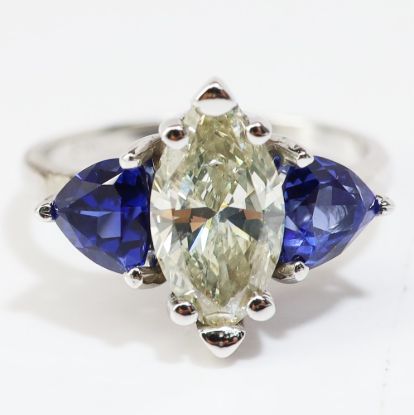Picture of 14k White Gold Sapphire and Diamond Ring