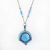 Picture of Antique Swiss Sterling Silver, Marcasite & Guilloche Enamel Watch Necklace