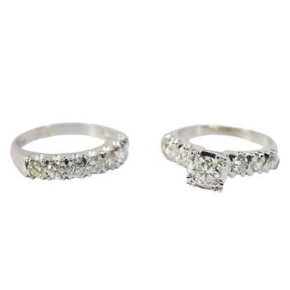 Picture of Vintage 14k White Gold Diamond Bridal Set 