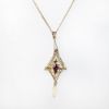 Picture of Antique Edwardian Era 10k Gold Amethyst, Pearl & Mother of Pearl Lavalier Pendant Necklace