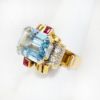 Picture of Vintage 1940s 14k Gold, Synthetic Spinel, Synthetic Ruby & Diamond Cocktail Ring