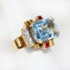Picture of Vintage 1940s 14k Gold, Synthetic Spinel, Synthetic Ruby & Diamond Cocktail Ring