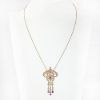 Picture of Antique Edwardian 14k Gold, Amethyst & Seed Pearl Lavalier Pendant Necklace