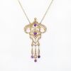 Picture of Antique Edwardian 14k Gold, Amethyst & Seed Pearl Lavalier Pendant Necklace