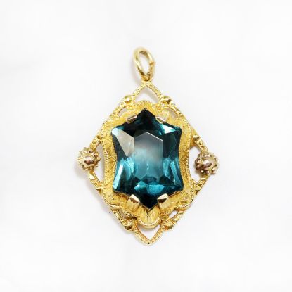 Picture of Vintage 8k Gold & Blue Synthetic Spinel Pendant