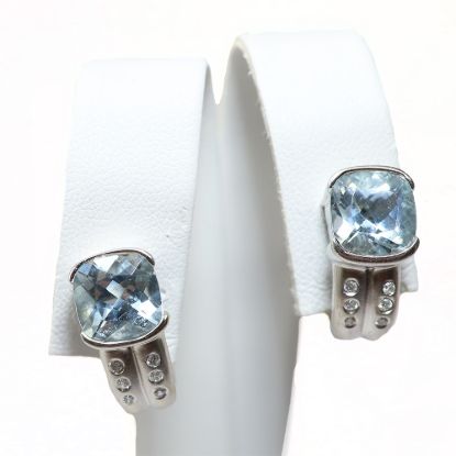 Picture of 14k White Gold Aquamarine and Diamond Earrings