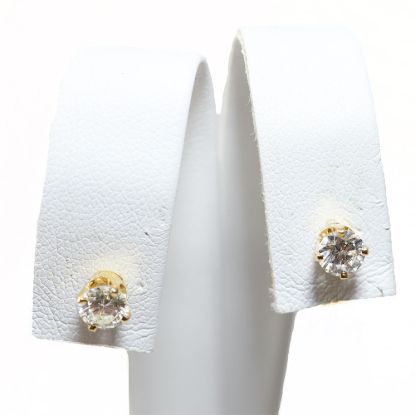 Picture of 14k Yellow Gold Diamond Solitaire Earrings