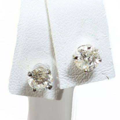 Picture of 14k White Gold Diamond Solitaire Earrings