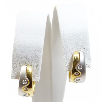 Picture of 18k Two-Tone Gold Burnish Set Diamond Earrings