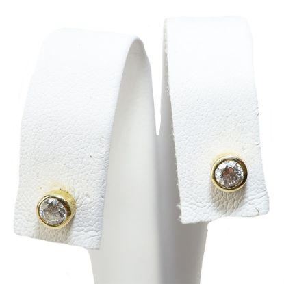 Picture of 14k Yellow Gold Bezel Set Diamond Earrings