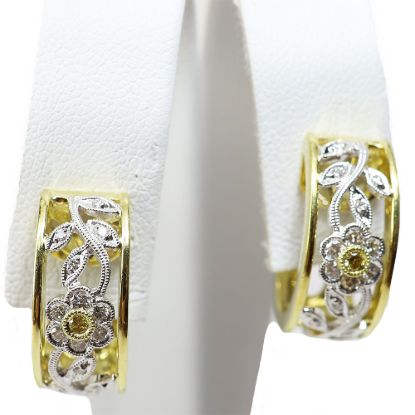 Picture of 18k Two-Tone gold Bezel Set Diamond Earrings