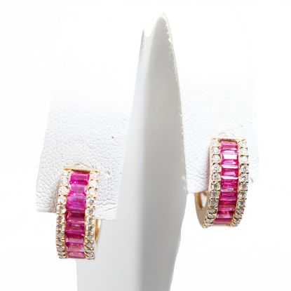 Picture of 14k Rose Gold Diamond and Ruby Earrings