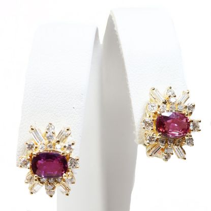 Picture of 14k Yellow Gold Sapphire and Diamond Earrings