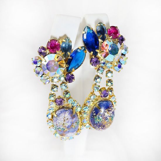 Picture of Vintage 'Juliana' by DeLizza & Elster Clip-On Rhinestone & Easter Egg Earrings