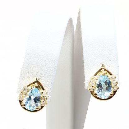Picture of 14k Yellow Gold Topaz and Diamond Earrings