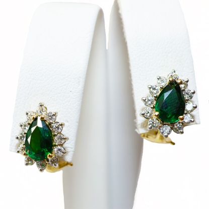 Picture of 14k Yellow Gold Tsavorite Garnet and Diamond Earrings