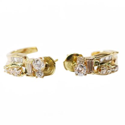 Picture of 14k Yellow Gold Bezel Set Diamond Earrings