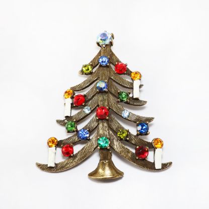 Picture of Vintage 1960s Weiss Enamel & Rhinestone Christmas Tree Brooch
