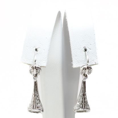 Picture of 18k White Gold Bezel Set Diamond Earrings