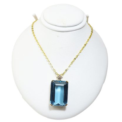 Picture of 18k yellow Gold Blue Topaz and Diamond Pendant
