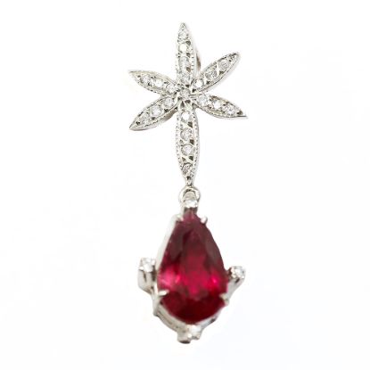 Picture of 18k White Gold Rubellite Tourmaline and Diamond Pendant