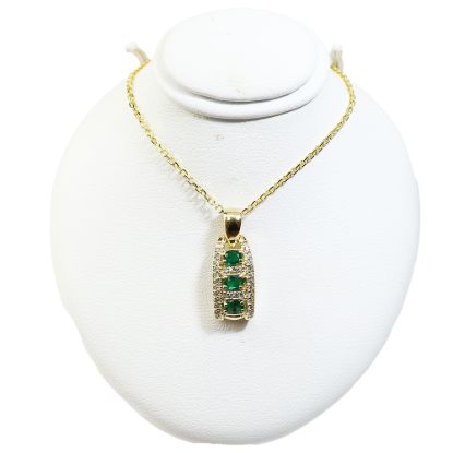 Picture of 14k Yellow Gold Emerald and Diamond Pendant