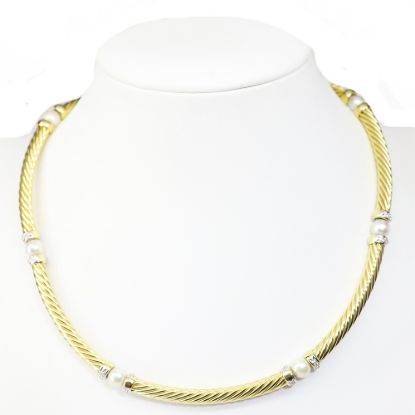 Picture of David Yurman 18k Yellow Gold Akoya Cultured Pearl and Diamond Necklace