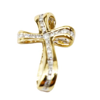 Picture of 14k Yellow Gold Diamond Cross Pendant