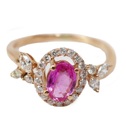 Picture of 14k Rose Gold Diamond & Sapphire Ring 