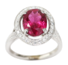 Picture of Vibrant 18k White Gold, Rubellite Tourmaline & Diamond Ring 