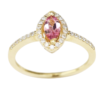 Picture of Exclusive 14k Yellow Gold, Diamond & Marquise Cut Pink Tourmaline Ring