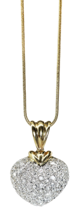 Picture of 14k Yellow Gold Necklace with Pavé Set Diamond Heart Pendant