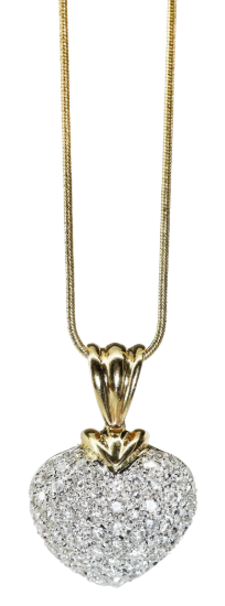 Picture of 14k Yellow Gold Necklace with Pavé Set Diamond Heart Pendant