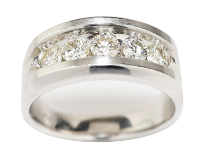 Picture of 14k White Gold & 1.00ct Diamond Men's Wedding Band