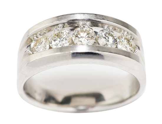 Picture of 14k White Gold & 1.00ct Diamond Men's Wedding Band