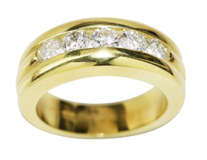 Picture of 18k Yellow Gold & Diamond Band Men's Wedding Ring