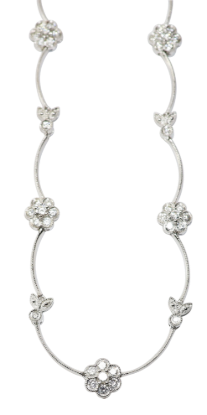 Picture of 14k White Gold & Diamond Flower Necklace 