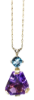 Picture of 14k Yellow Gold, Blue Zircon & Amethyst Pendant Necklace