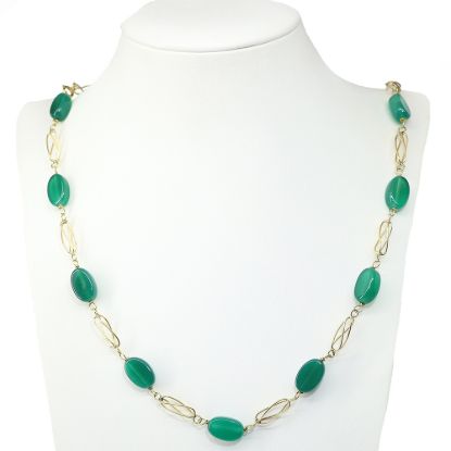 Picture of 14k Yellow Gold Green Chrysoprase Necklace 